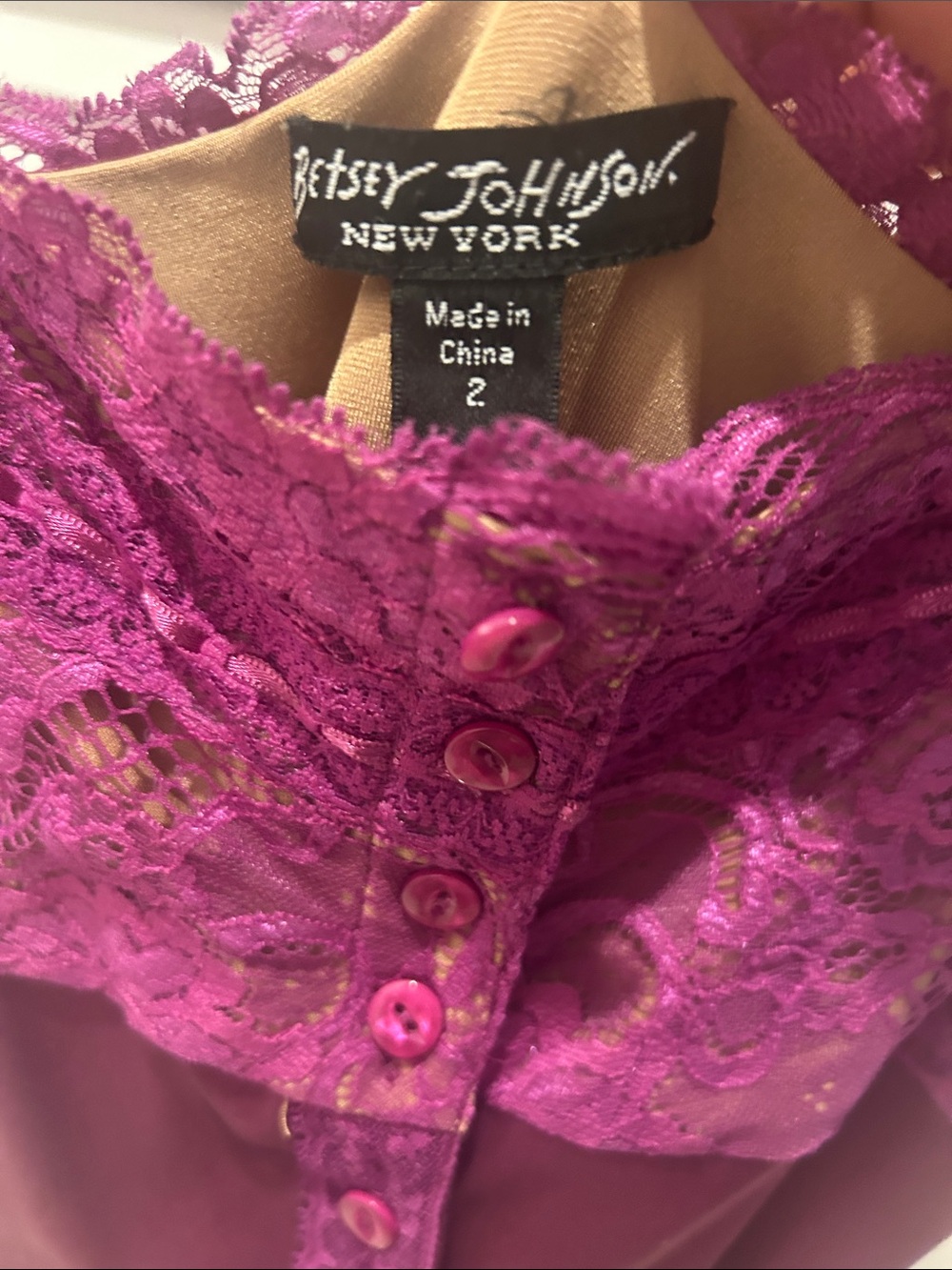 Betsey Johnson Plum Lace Trim Midi Slip Dress - Picture 3 of 5